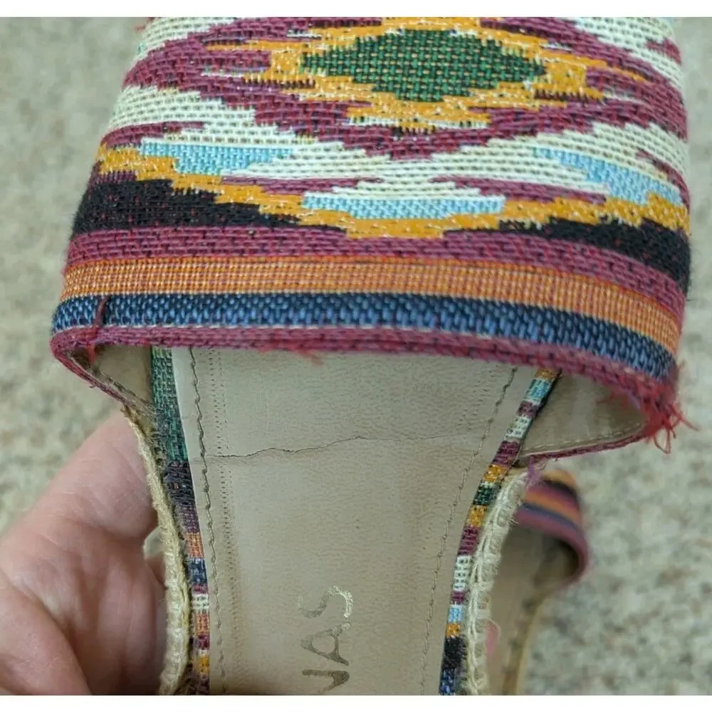 Kaanas Espadrille Sz 8 (39) Flat Sandals Vibrant Aztec Southwest Colors Slip-On